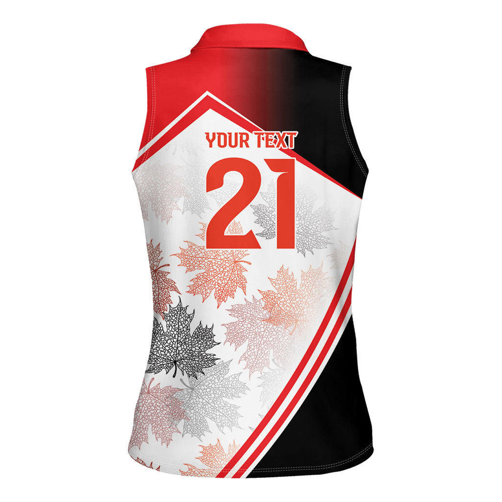 2026 Rugby Nations Series Custom Canada Women Sleeveless Polo Shirt Les Rouges Maple Leaf