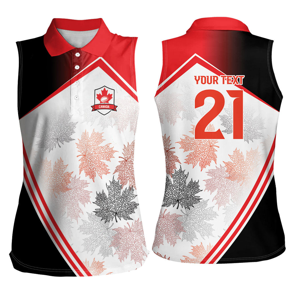 2026 Rugby Nations Series Custom Canada Women Sleeveless Polo Shirt Les Rouges Maple Leaf