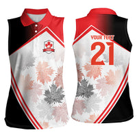 2026 Rugby Nations Series Custom Canada Women Sleeveless Polo Shirt Les Rouges Maple Leaf