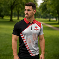 2026 Rugby Nations Series Custom Canada Zipper Polo Shirt Les Rouges Maple Leaf