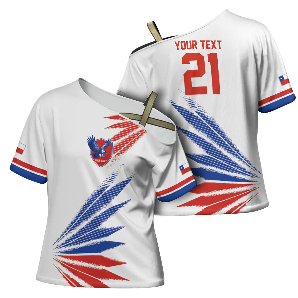 2026 Rugby Nations Series Custom Chile Cross Shoulder Shirt Los Condores Eagle Bold Stripes Pride