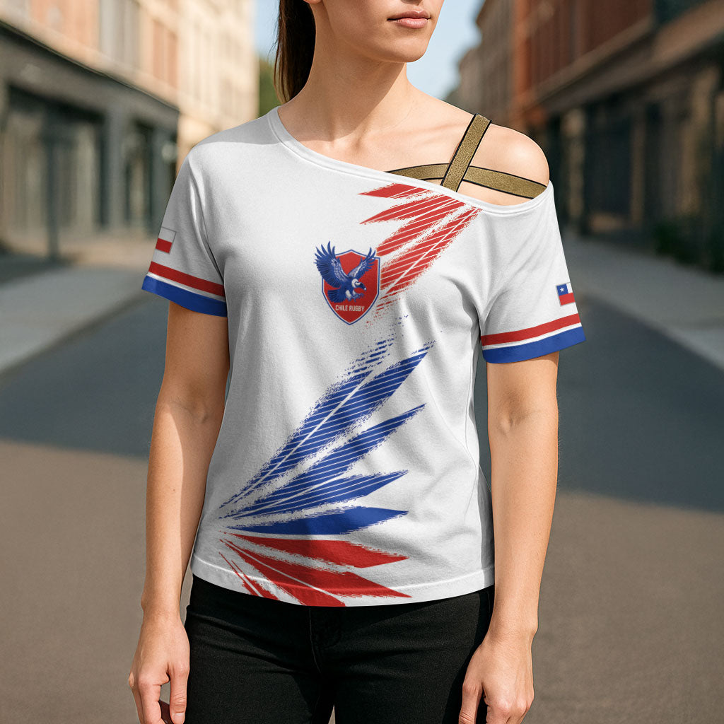2026 Rugby Nations Series Custom Chile Cross Shoulder Shirt Los Condores Eagle Bold Stripes Pride