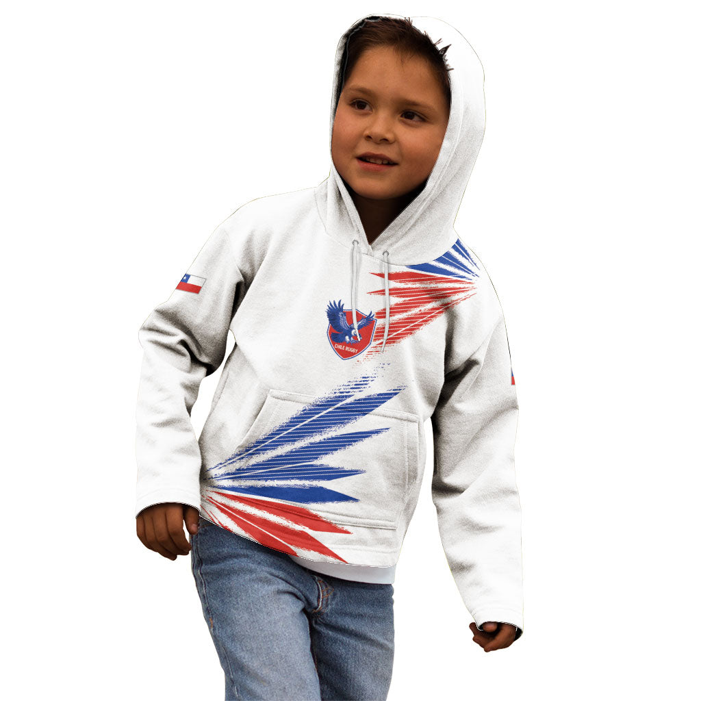 2026 Rugby Nations Series Custom Chile Kid Hoodie Los Condores Eagle Bold Stripes Pride