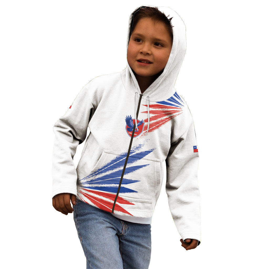 2026 Rugby Nations Series Custom Chile Kid Hoodie Los Condores Eagle Bold Stripes Pride