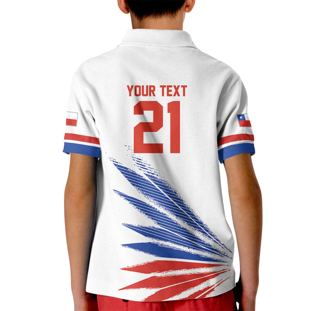 2026 Rugby Nations Series Custom Chile Kid Polo Shirt Los Condores Eagle Bold Stripes Pride