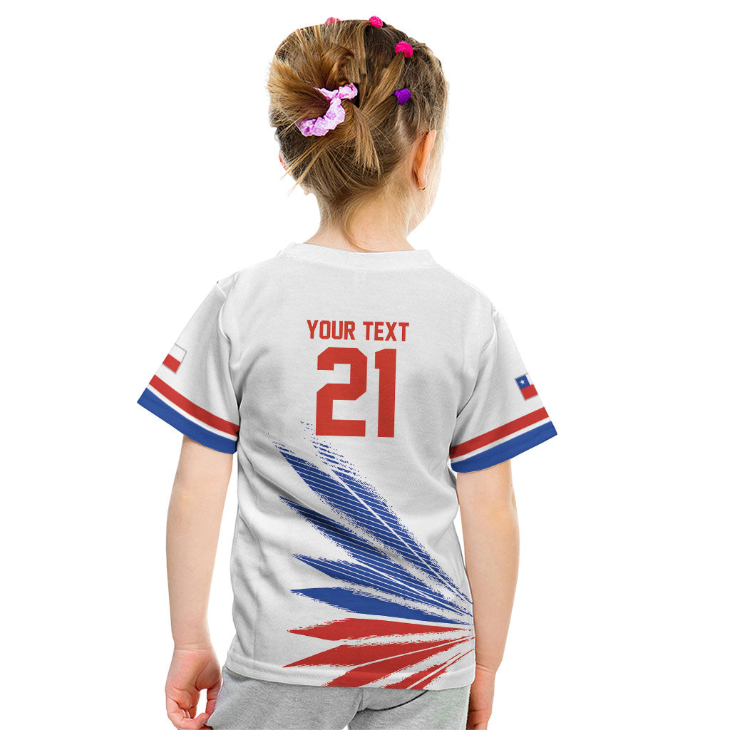 2026 Rugby Nations Series Custom Chile Kid T Shirt Los Condores Eagle Bold Stripes Pride