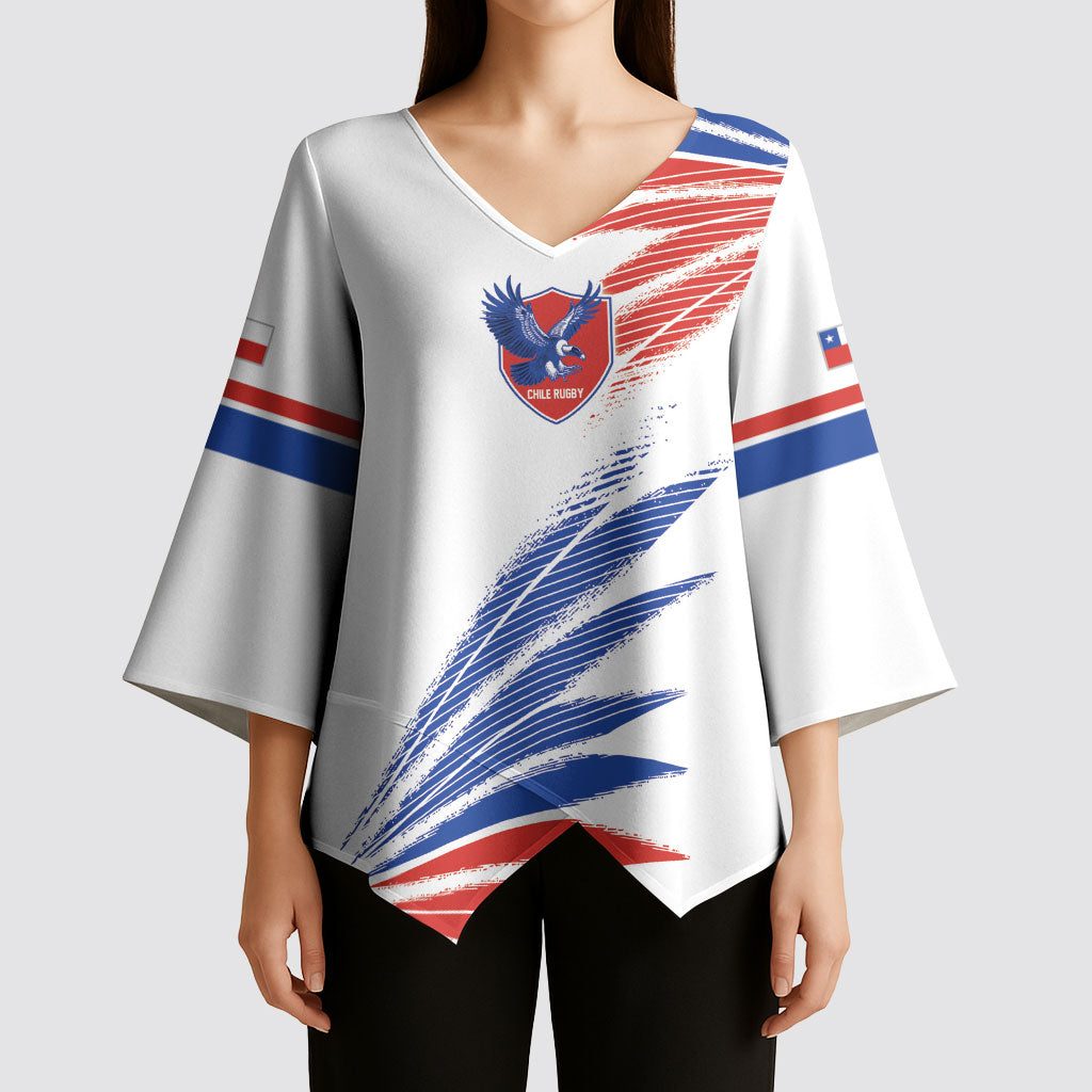 2026 Rugby Nations Series Custom Chile Kimono Sleeve Blouse Los Condores Eagle Bold Stripes Pride