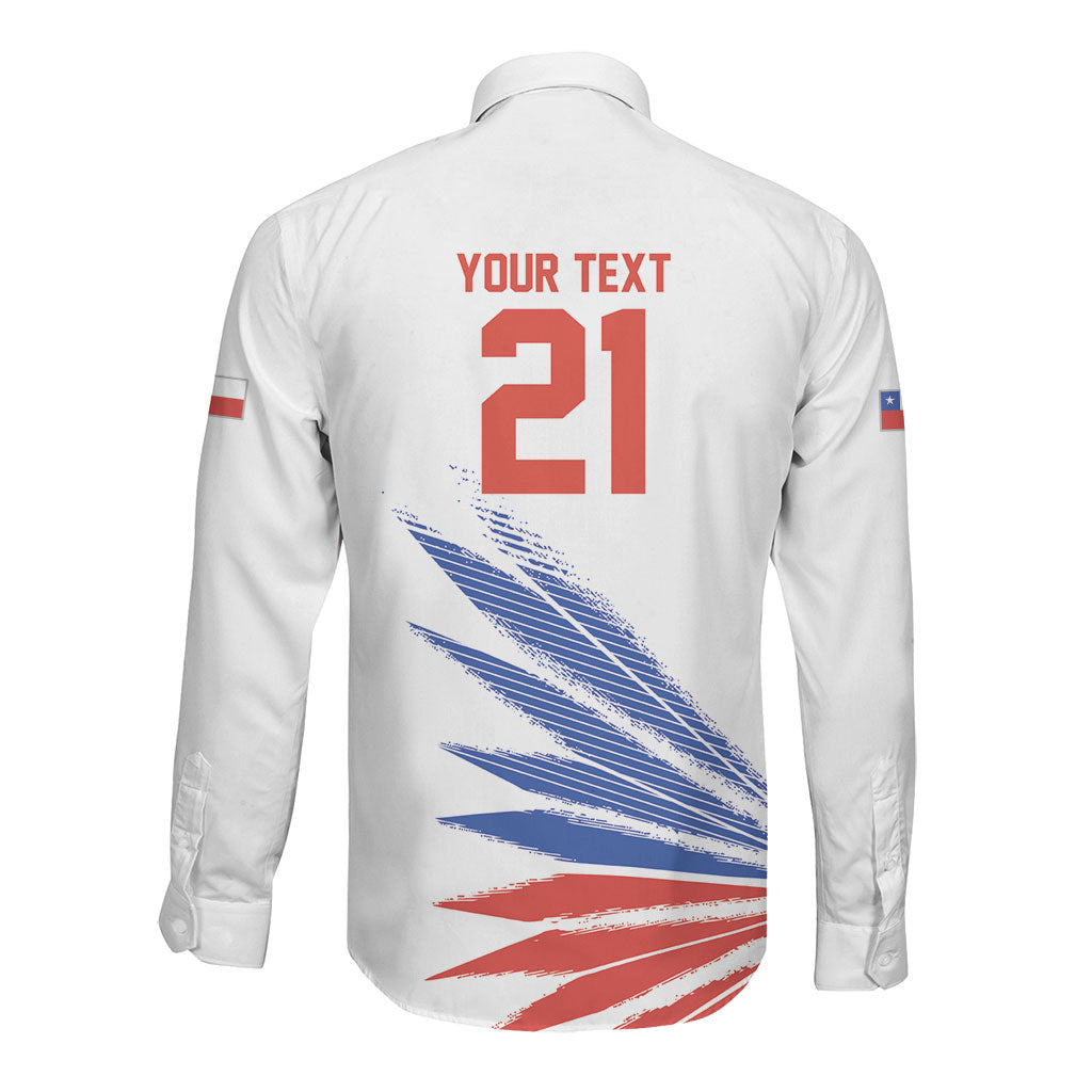 2026 Rugby Nations Series Custom Chile Long Sleeve Button Shirt Los Condores Eagle Bold Stripes Pride