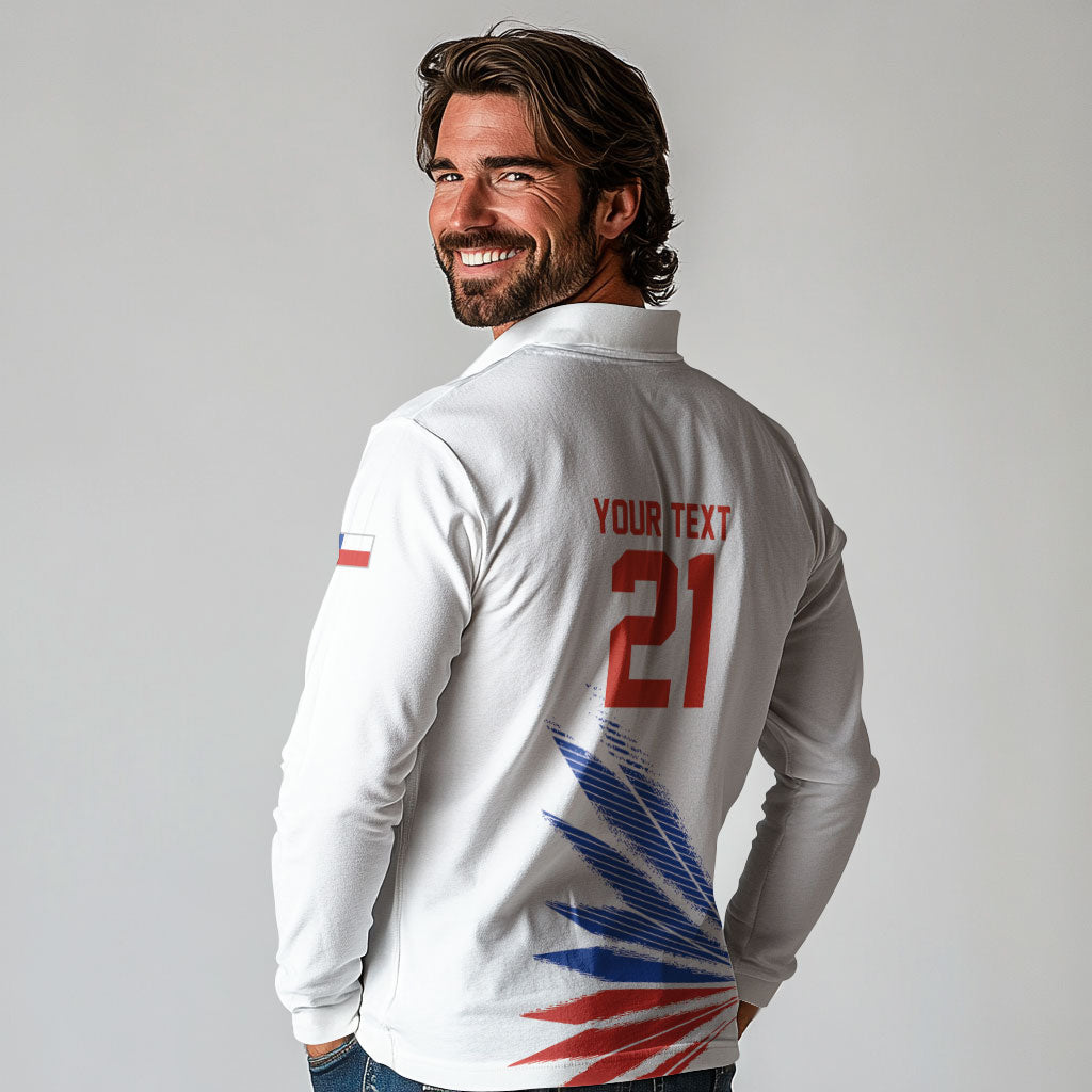 2026 Rugby Nations Series Custom Chile Long Sleeve Polo Shirt Los Condores Eagle Bold Stripes Pride