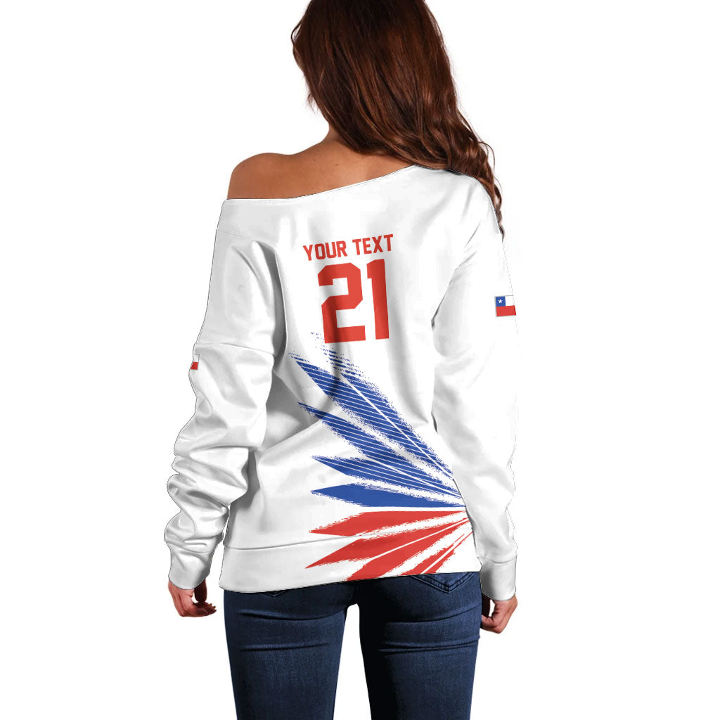 2026 Rugby Nations Series Custom Chile Off Shoulder Sweater Los Condores Eagle Bold Stripes Pride