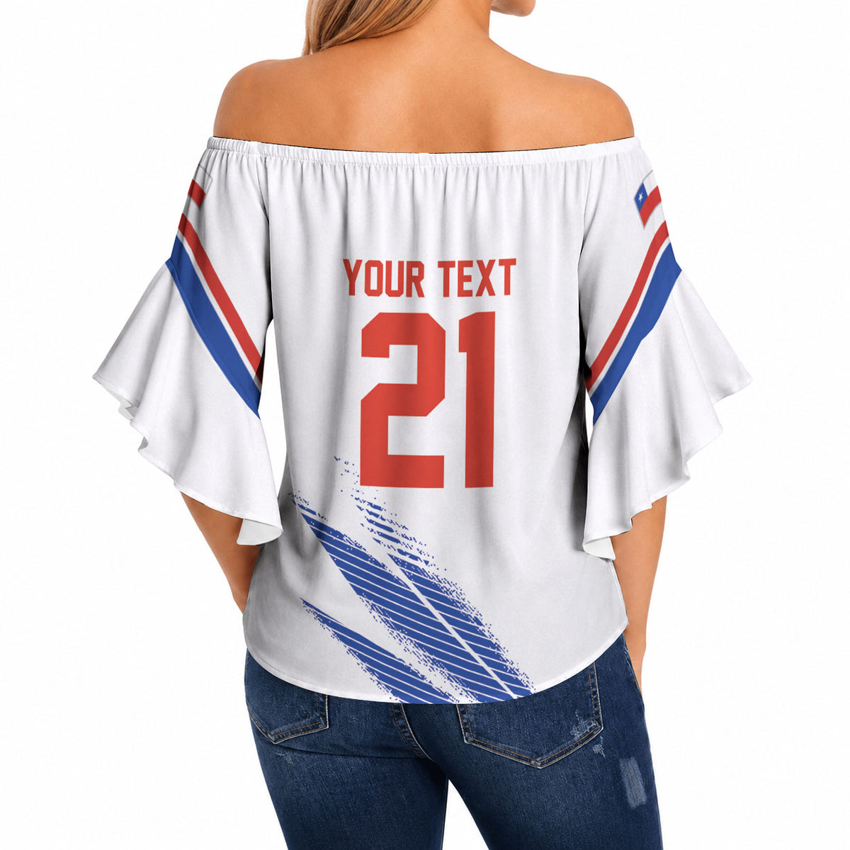 2026 Rugby Nations Series Custom Chile Off Shoulder Wrap Waist Top Los Condores Eagle Bold Stripes Pride
