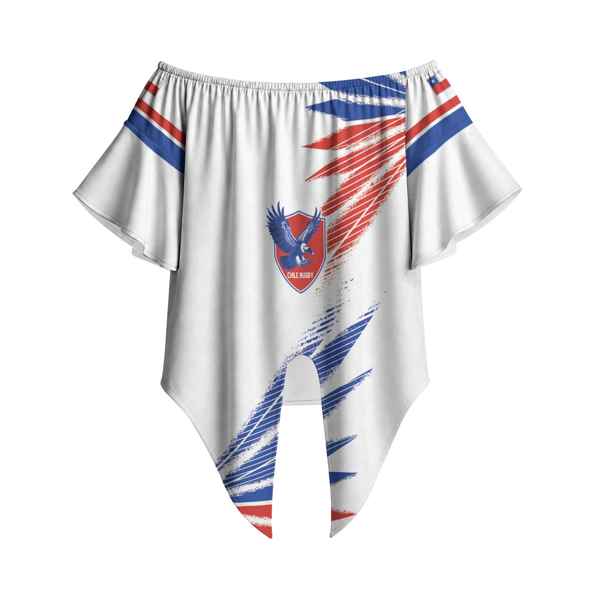 2026 Rugby Nations Series Custom Chile Off Shoulder Wrap Waist Top Los Condores Eagle Bold Stripes Pride