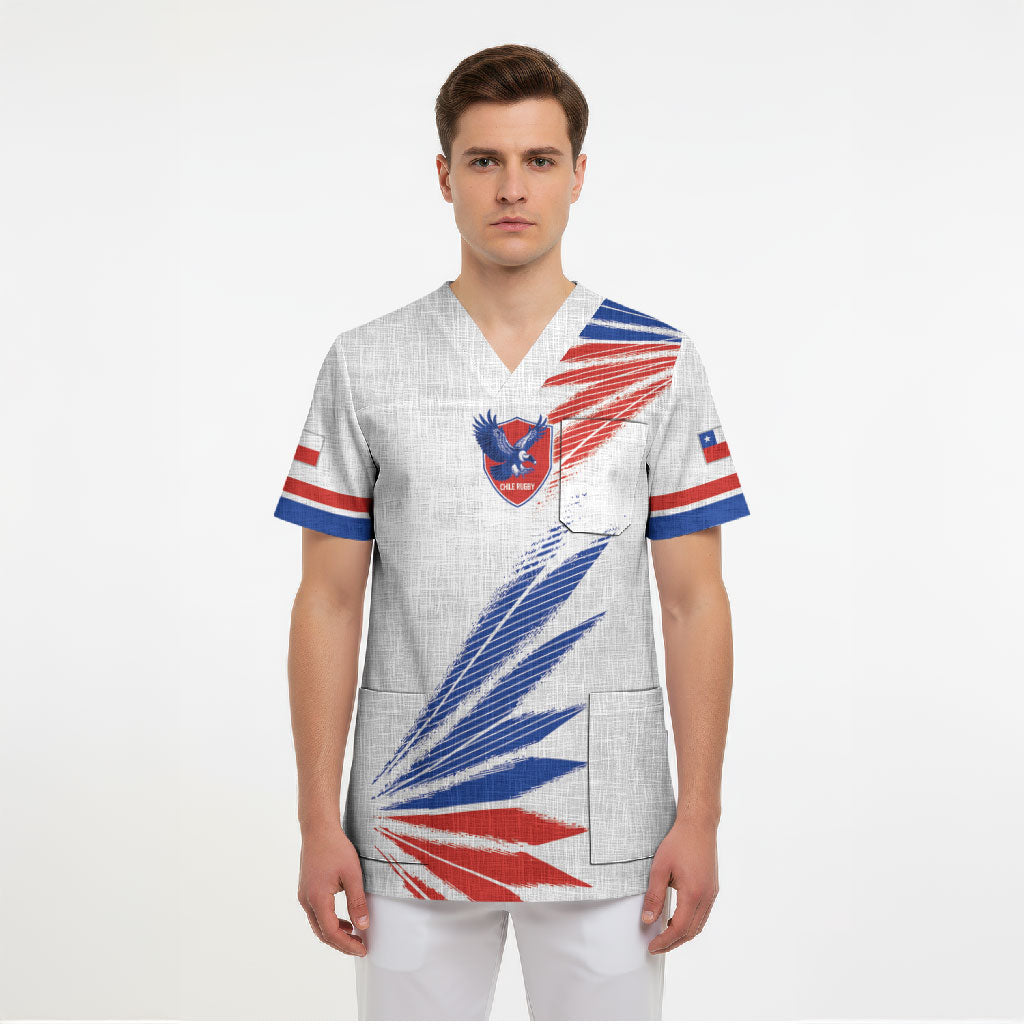 2026 Rugby Nations Series Custom Chile Scrub Top Los Condores Eagle Bold Stripes Pride