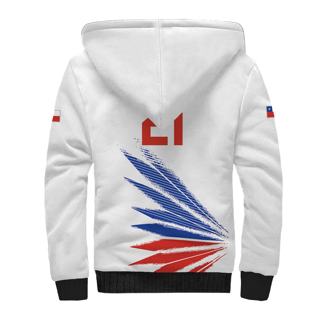 2026 Rugby Nations Series Custom Chile Sherpa Hoodie Los Condores Eagle Bold Stripes Pride