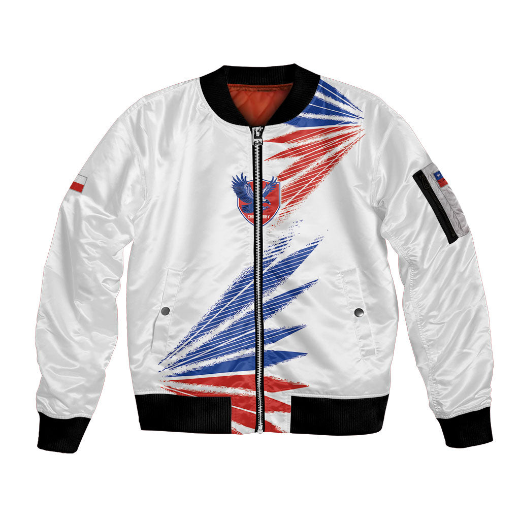 2026 Rugby Nations Series Custom Chile Sleeve Zip Bomber Jacket Los Condores Eagle Bold Stripes Pride