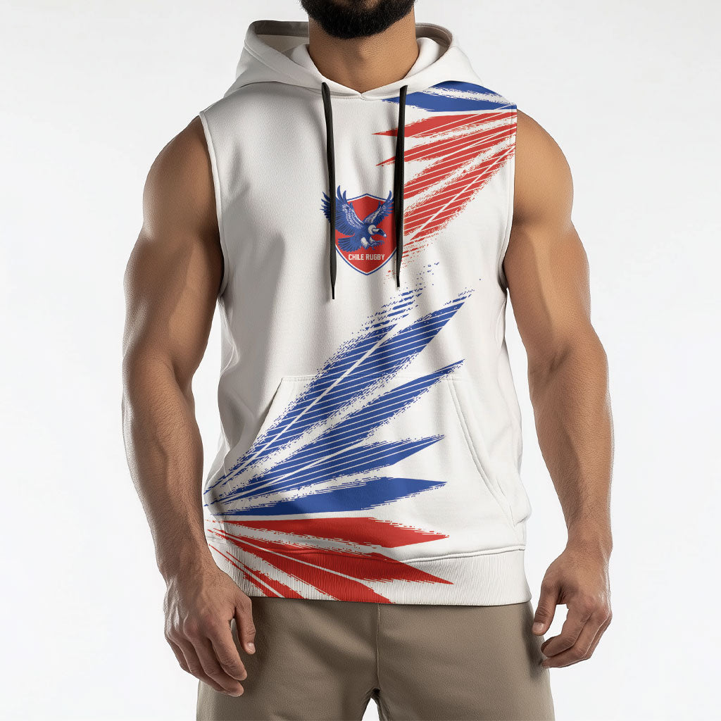 2026 Rugby Nations Series Custom Chile Sleeveless Hoodie Los Condores Eagle Bold Stripes Pride