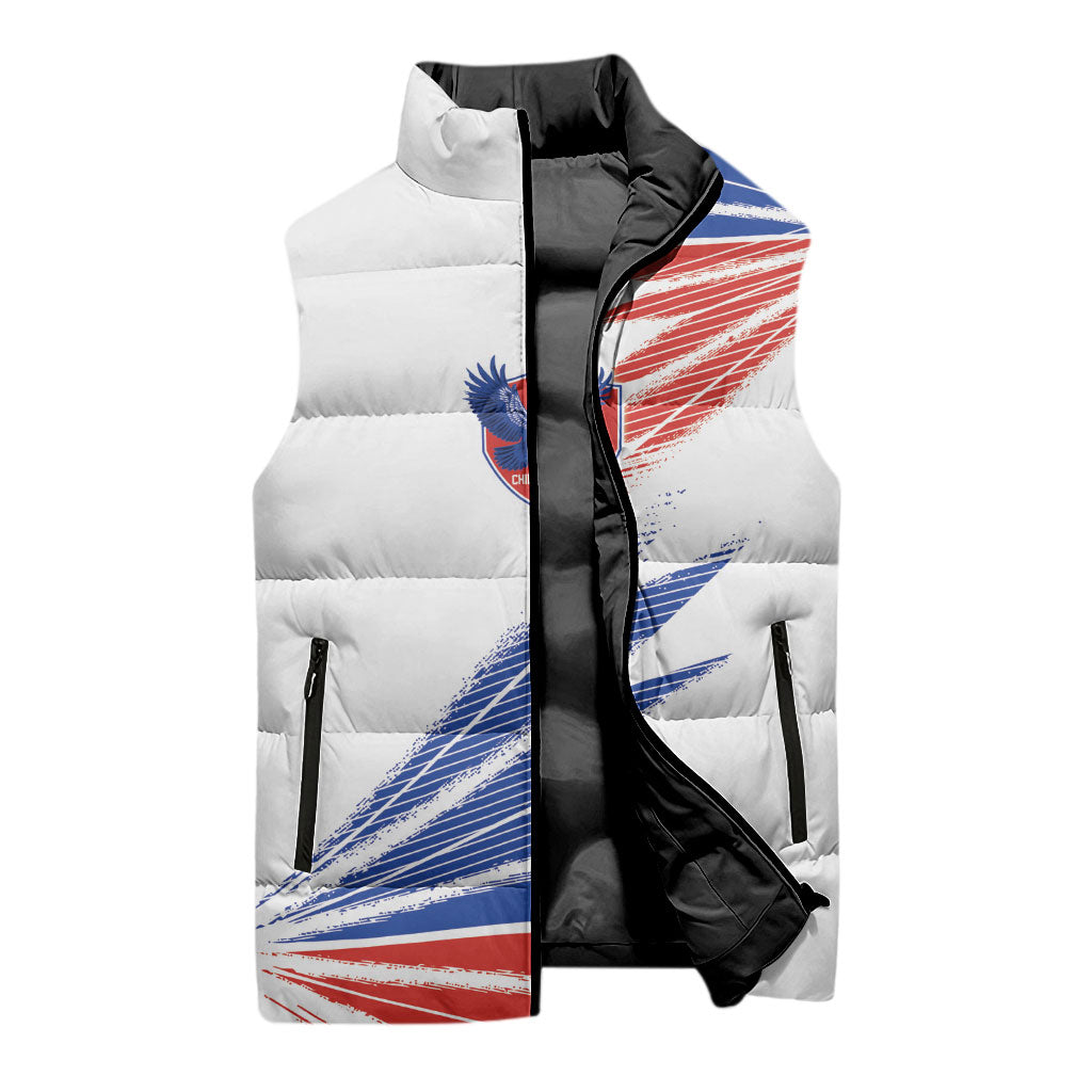 2026 Rugby Nations Series Custom Chile Sleeveless Puffer Jacket Los Condores Eagle Bold Stripes Pride