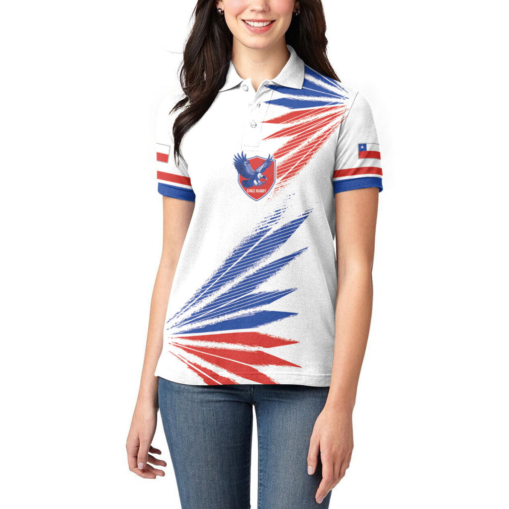 2026 Rugby Nations Series Custom Chile Women Polo Shirt Los Condores Eagle Bold Stripes Pride