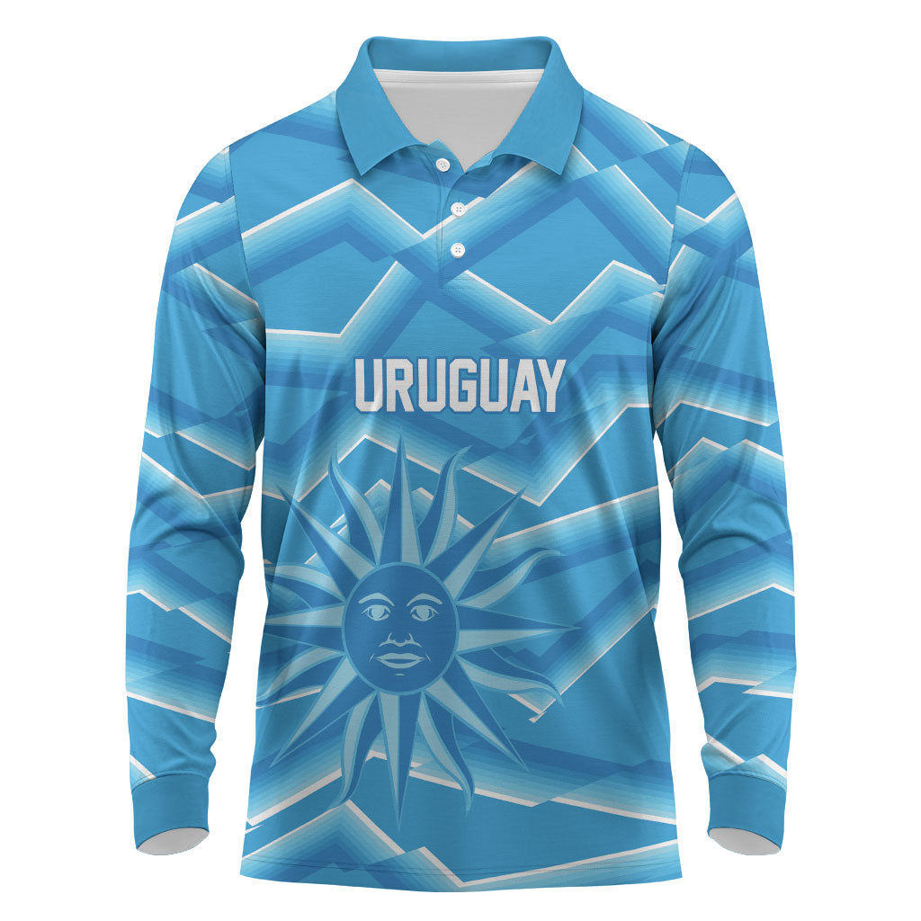 2026 Rugby Nations Series Custom Uruguay Long Sleeve Polo Shirt Los Teros Sun Of May