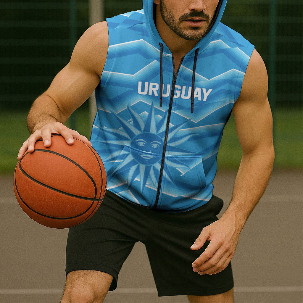 2026 Rugby Nations Series Custom Uruguay Sleeveless Zip Hoodie Los Teros Sun Of May