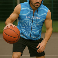 2026 Rugby Nations Series Custom Uruguay Sleeveless Zip Hoodie Los Teros Sun Of May