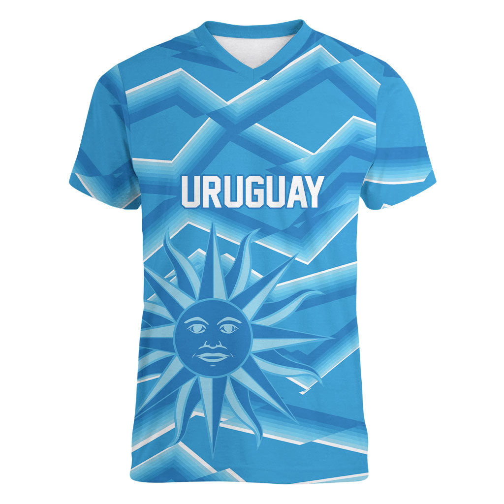 2026 Rugby Nations Series Custom Uruguay Women V-Neck T-Shirt Los Teros Sun Of May