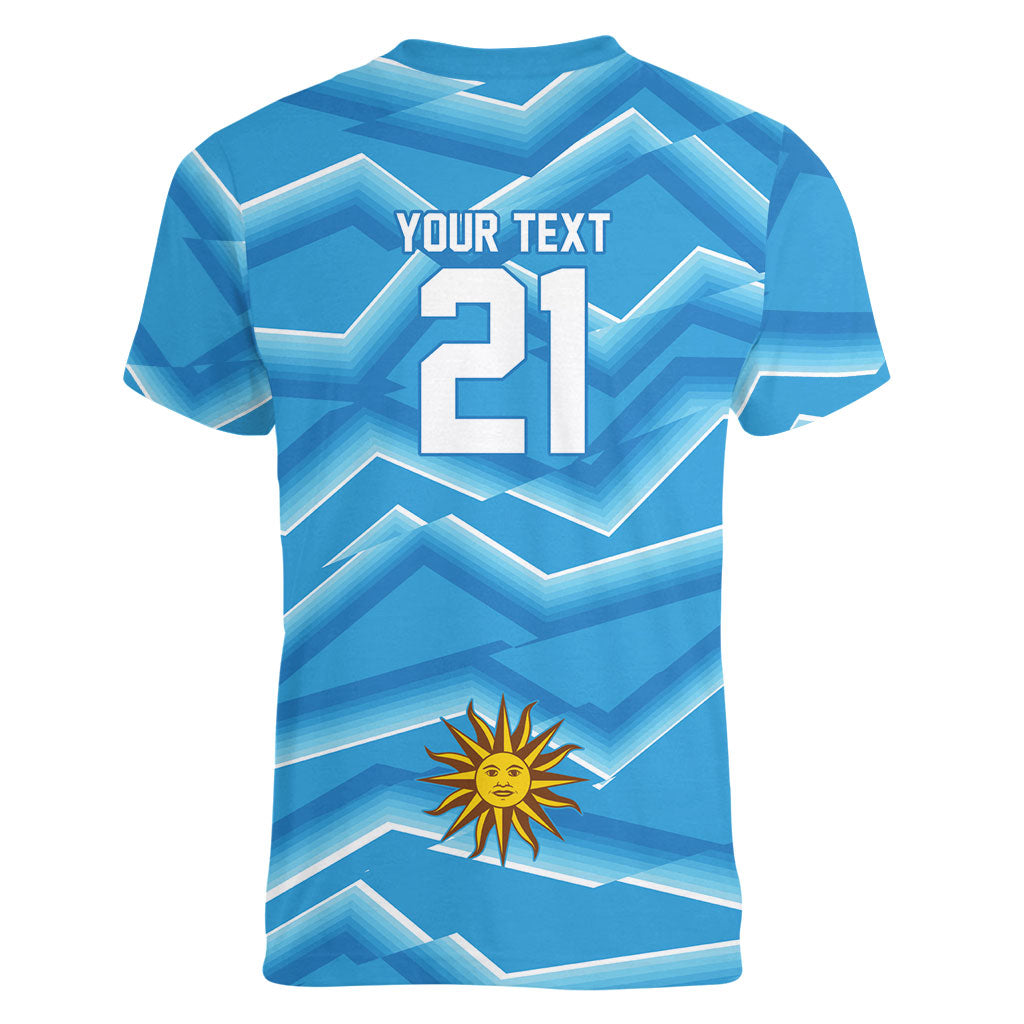 2026 Rugby Nations Series Custom Uruguay Women V-Neck T-Shirt Los Teros Sun Of May