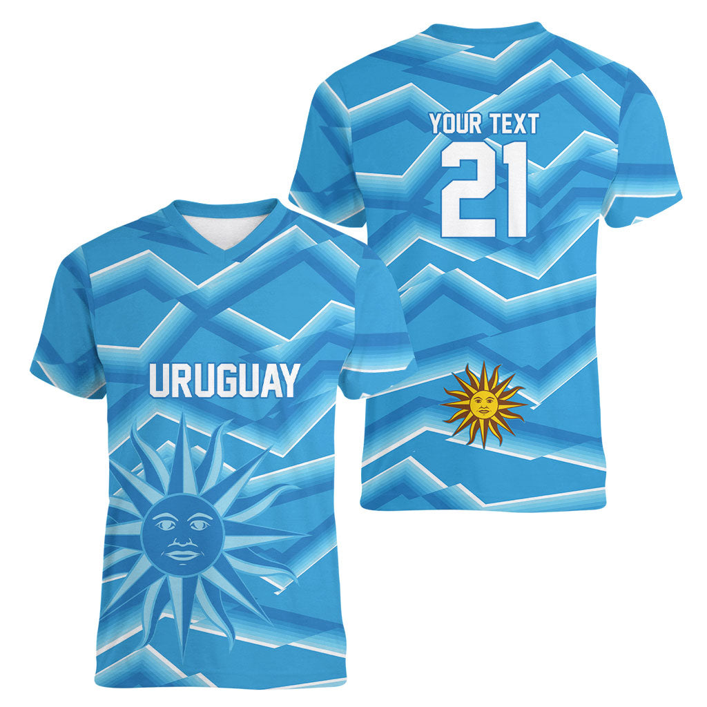 2026 Rugby Nations Series Custom Uruguay Women V-Neck T-Shirt Los Teros Sun Of May