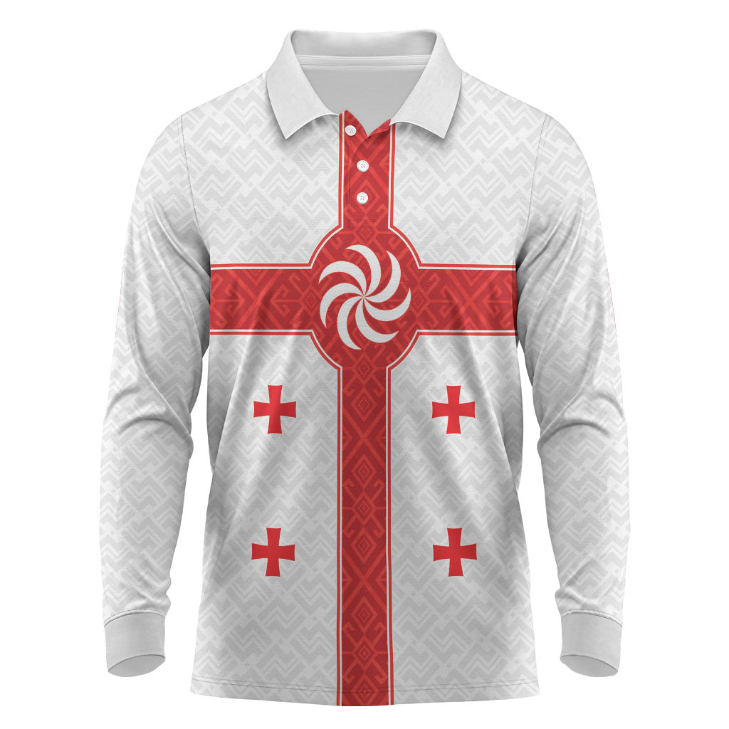 2026 Rugby Nations Series Custom Georgia Long Sleeve Polo Shirt Lelo Warriors