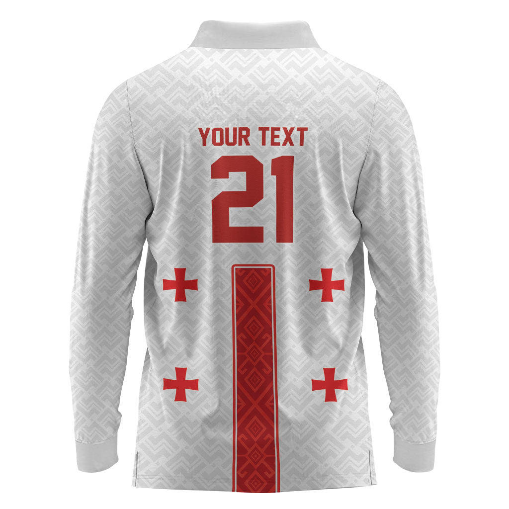2026 Rugby Nations Series Custom Georgia Long Sleeve Polo Shirt Lelo Warriors