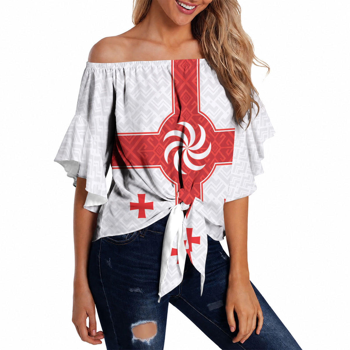 2026 Rugby Nations Series Custom Georgia Off Shoulder Wrap Waist Top Lelo Warriors