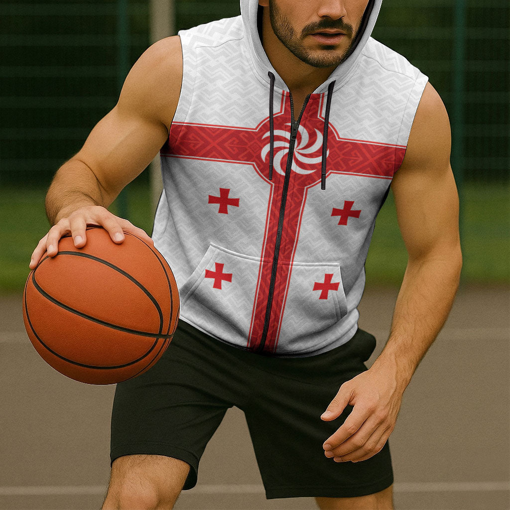 2026 Rugby Nations Series Custom Georgia Sleeveless Zip Hoodie Lelo Warriors