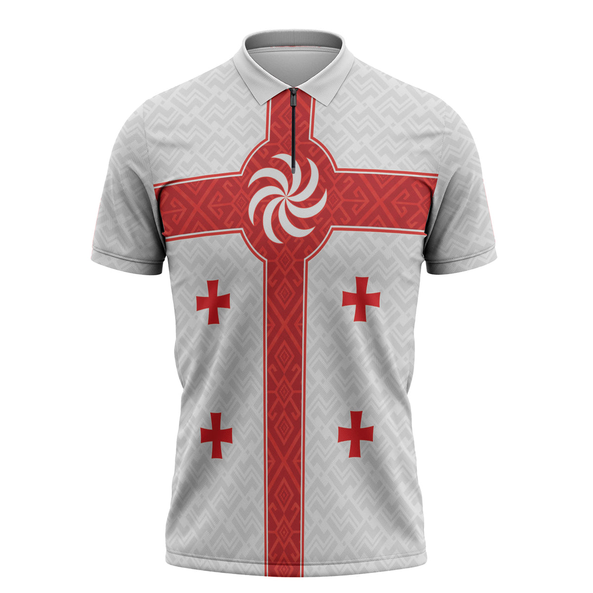 2026 Rugby Nations Series Custom Georgia Zipper Polo Shirt Lelo Warriors
