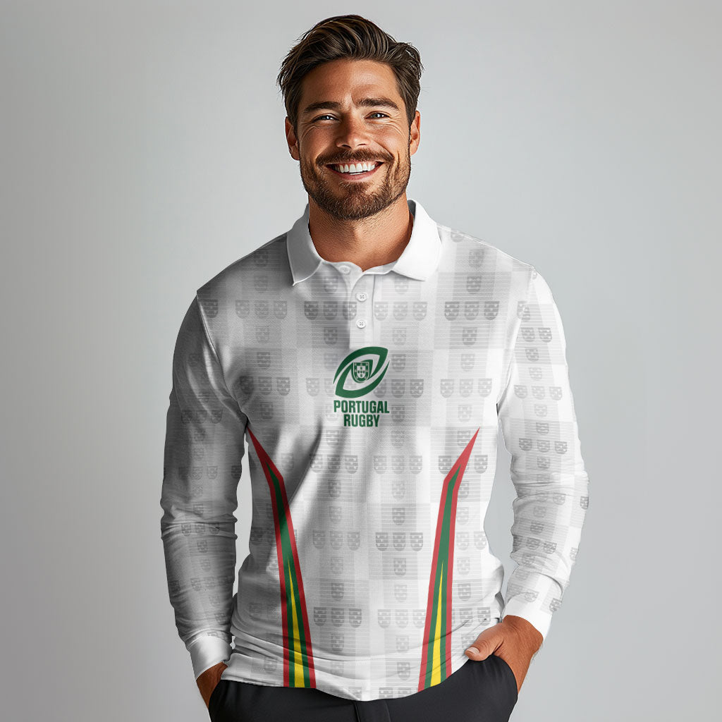2026 Rugby Nations Series Custom Portugal Long Sleeve Polo Shirt Atlantic XV Pride