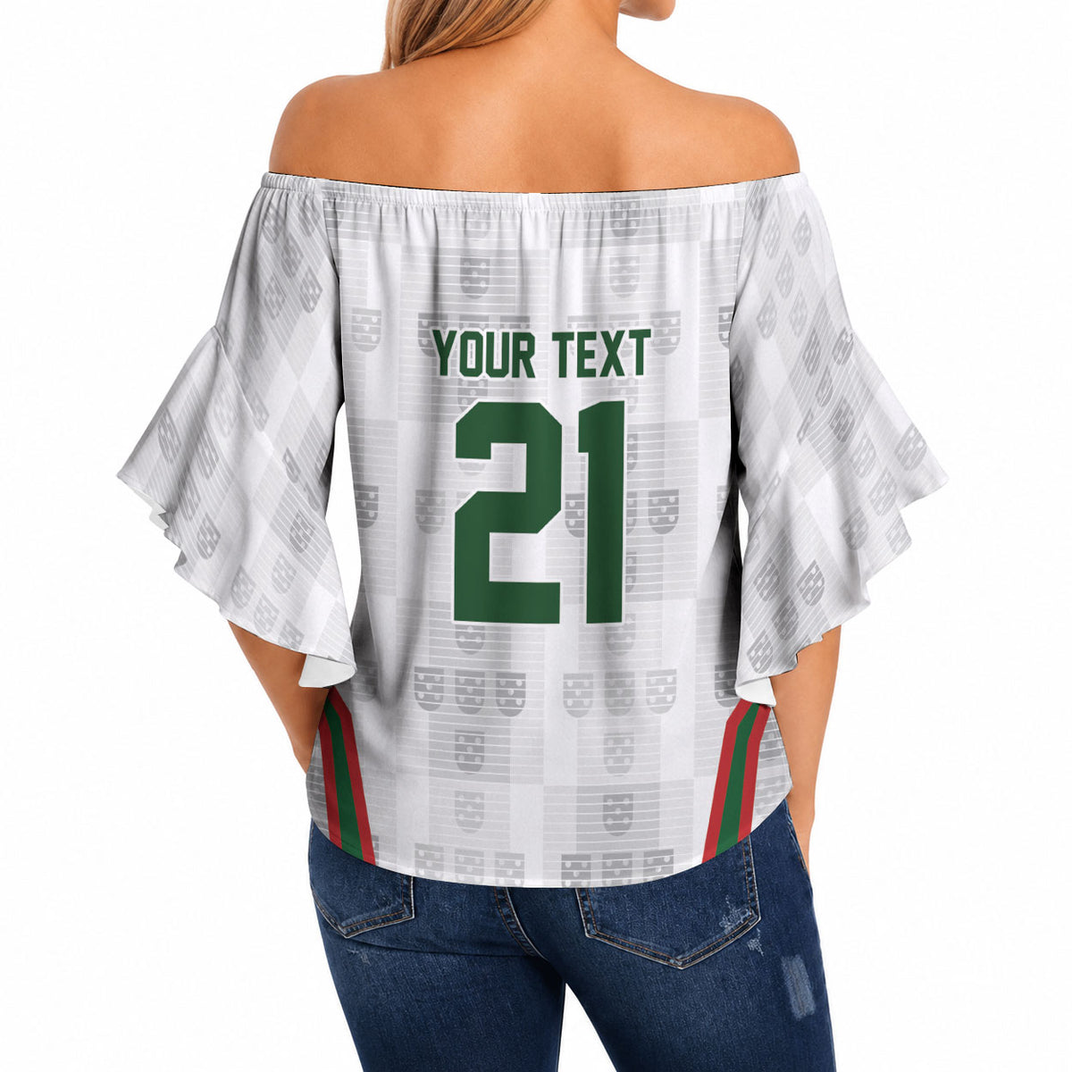 2026 Rugby Nations Series Custom Portugal Off Shoulder Wrap Waist Top Atlantic XV Pride