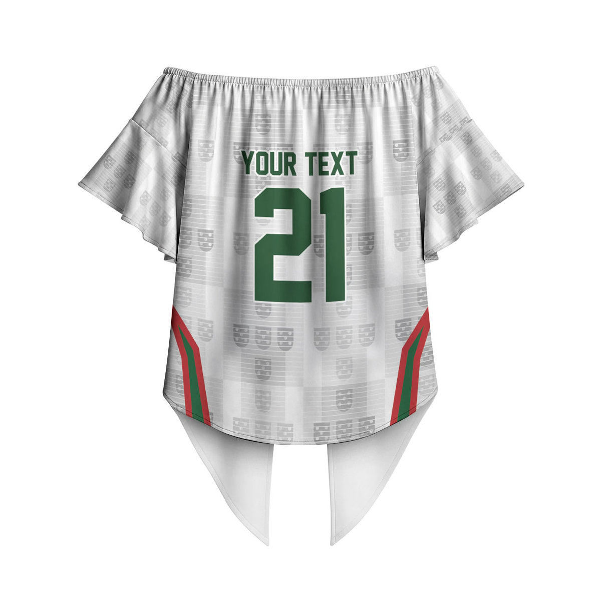 2026 Rugby Nations Series Custom Portugal Off Shoulder Wrap Waist Top Atlantic XV Pride