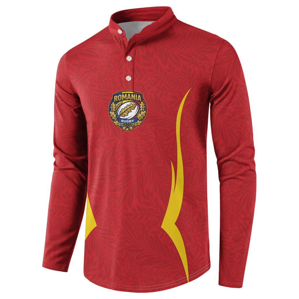 2026 Rugby Nations Series Custom Romania Button Sweatshirt Stejarii Oaks Carpathian Pattern