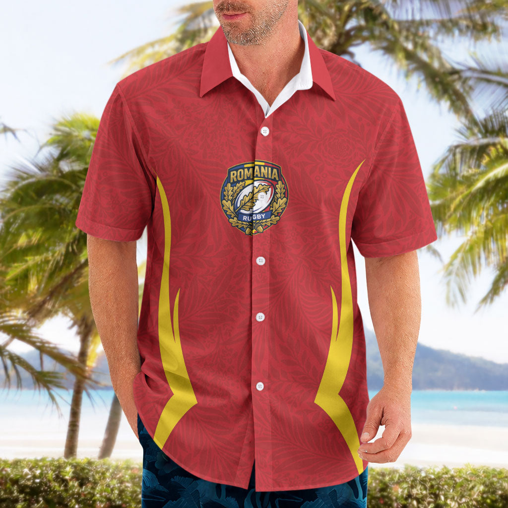 2026 Rugby Nations Series Custom Romania Hawaiian Shirt Stejarii Oaks Carpathian Pattern