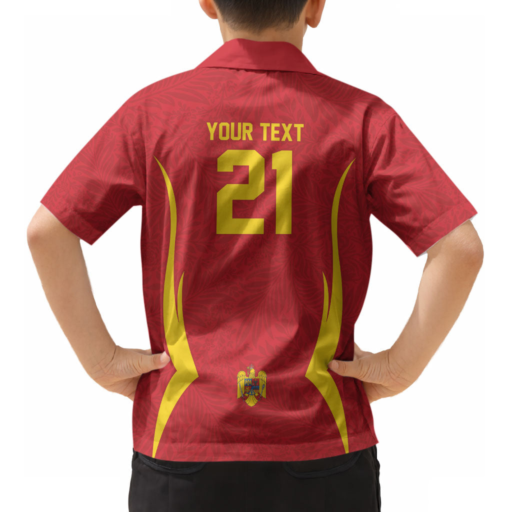 2026 Rugby Nations Series Custom Romania Kid Hawaiian Shirt Stejarii Oaks Carpathian Pattern