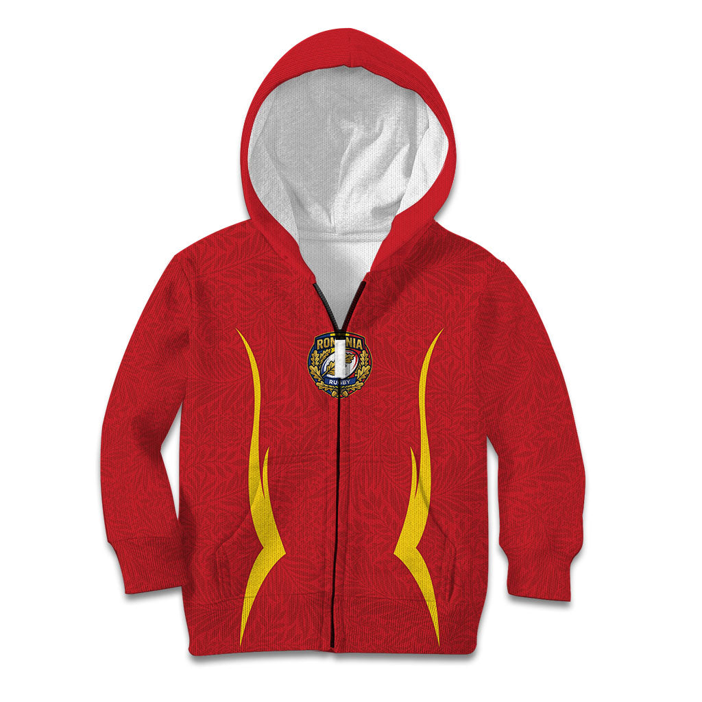 2026 Rugby Nations Series Custom Romania Kid Hoodie Stejarii Oaks Carpathian Pattern