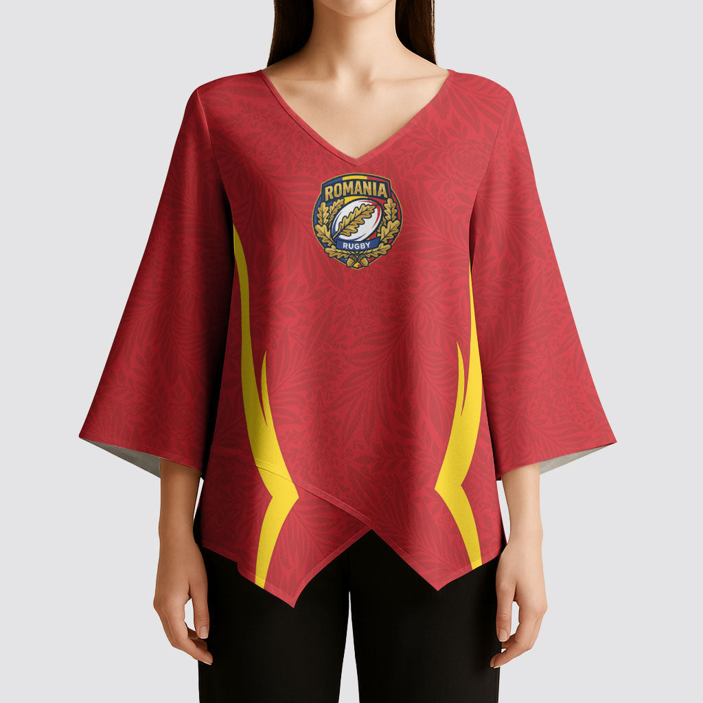 2026 Rugby Nations Series Custom Romania Kimono Sleeve Blouse Stejarii Oaks Carpathian Pattern