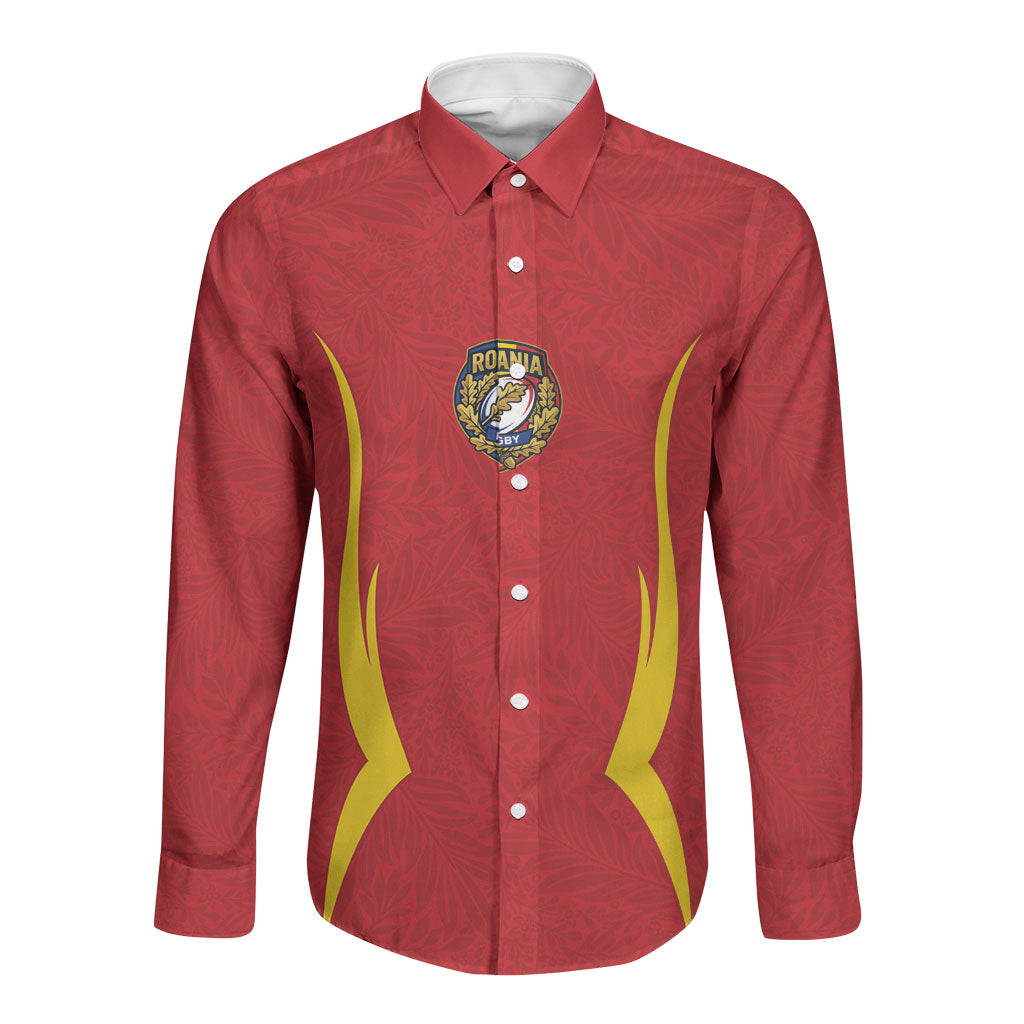2026 Rugby Nations Series Custom Romania Long Sleeve Button Shirt Stejarii Oaks Carpathian Pattern