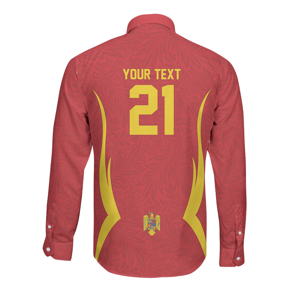 2026 Rugby Nations Series Custom Romania Long Sleeve Button Shirt Stejarii Oaks Carpathian Pattern