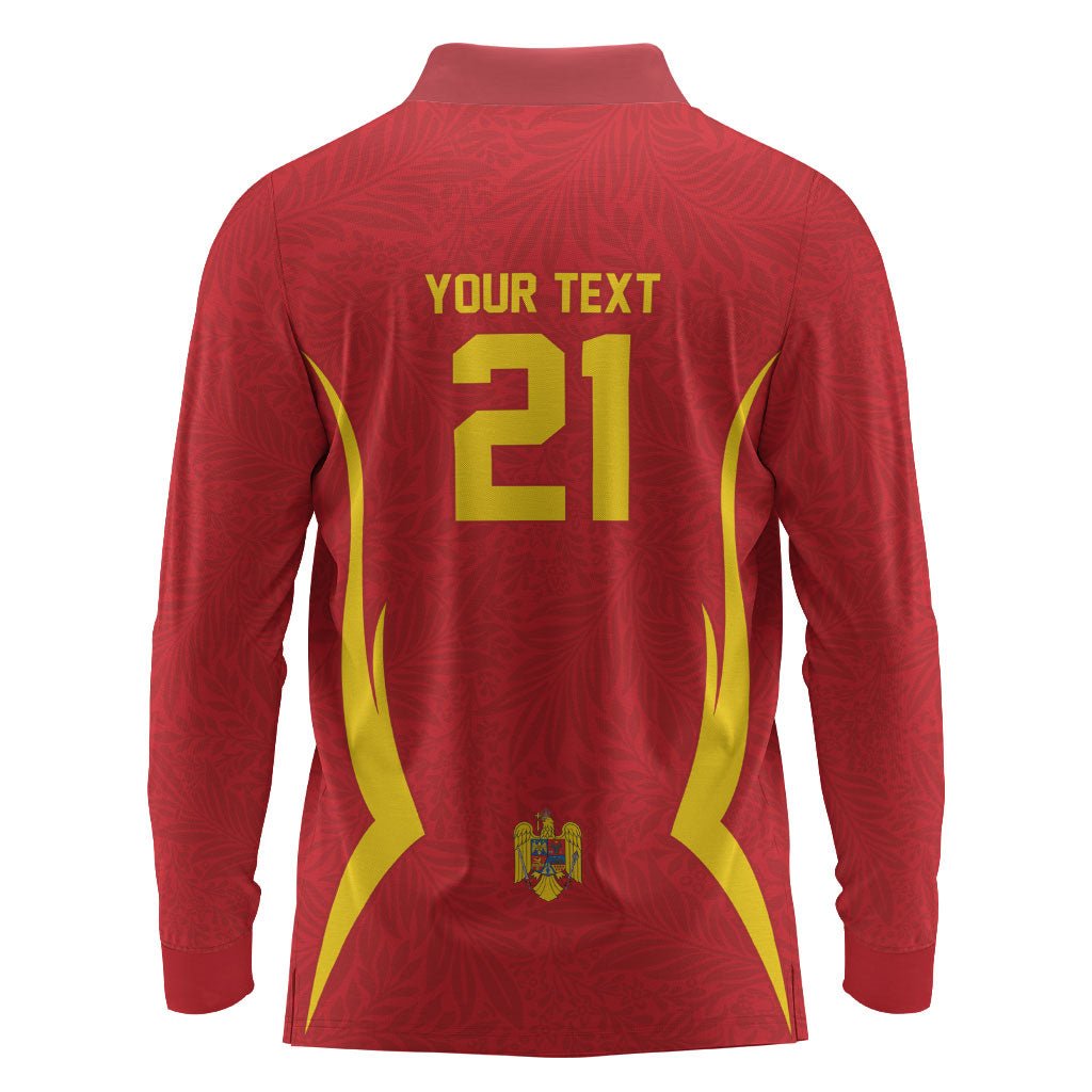 2026 Rugby Nations Series Custom Romania Long Sleeve Polo Shirt Stejarii Oaks Carpathian Pattern