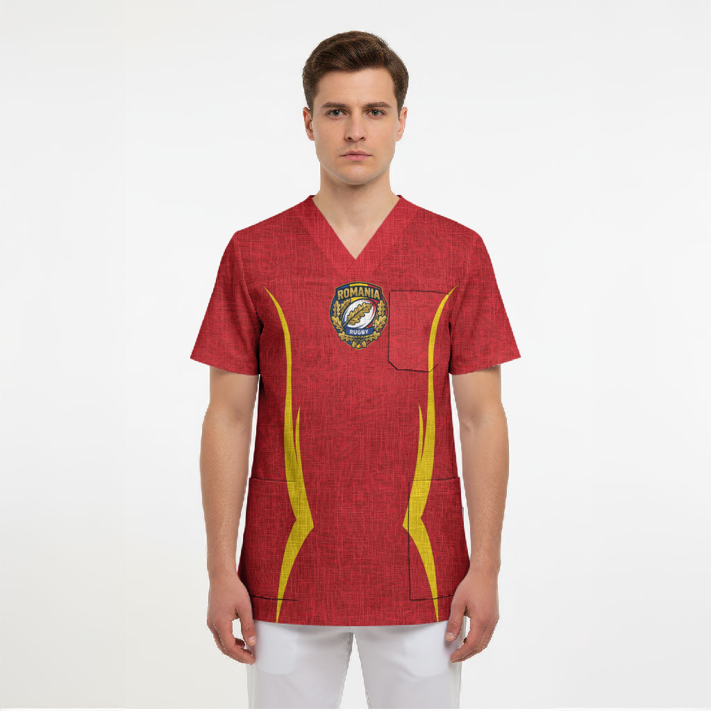 2026 Rugby Nations Series Custom Romania Scrub Top Stejarii Oaks Carpathian Pattern