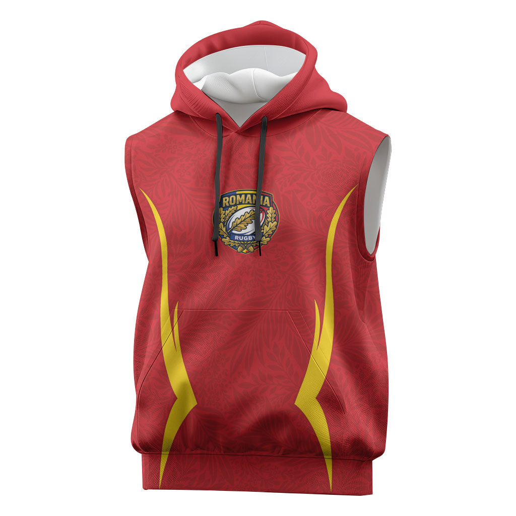 2026 Rugby Nations Series Custom Romania Sleeveless Hoodie Stejarii Oaks Carpathian Pattern