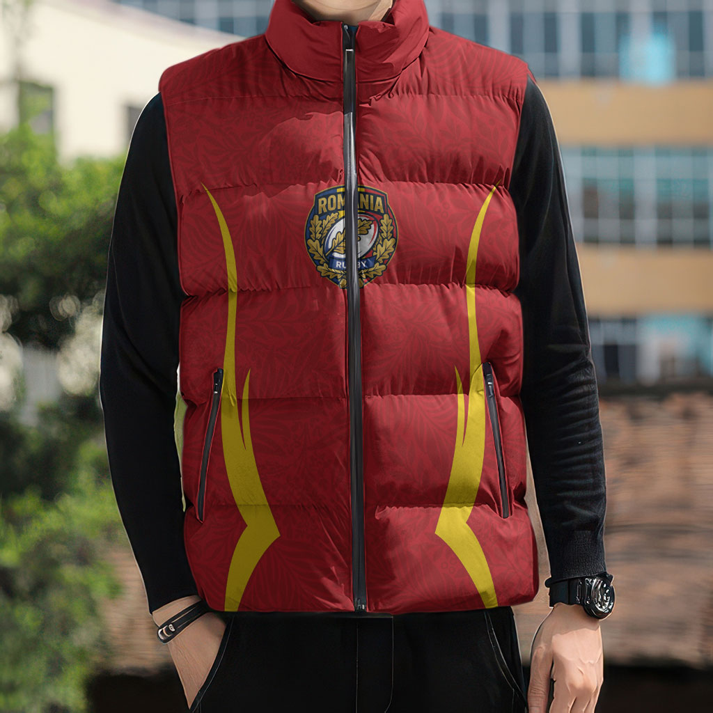 2026 Rugby Nations Series Custom Romania Sleeveless Puffer Jacket Stejarii Oaks Carpathian Pattern
