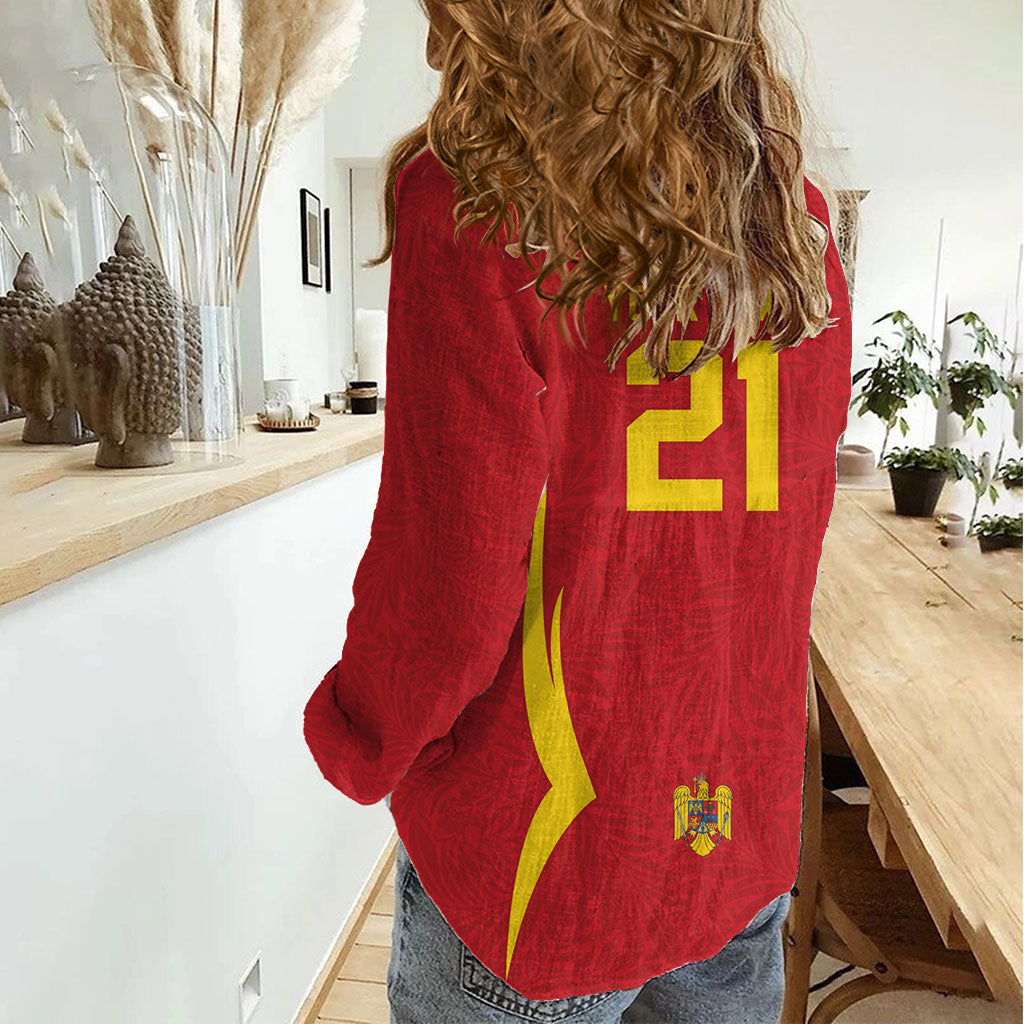 2026 Rugby Nations Series Custom Romania Women Casual Shirt Stejarii Oaks Carpathian Pattern