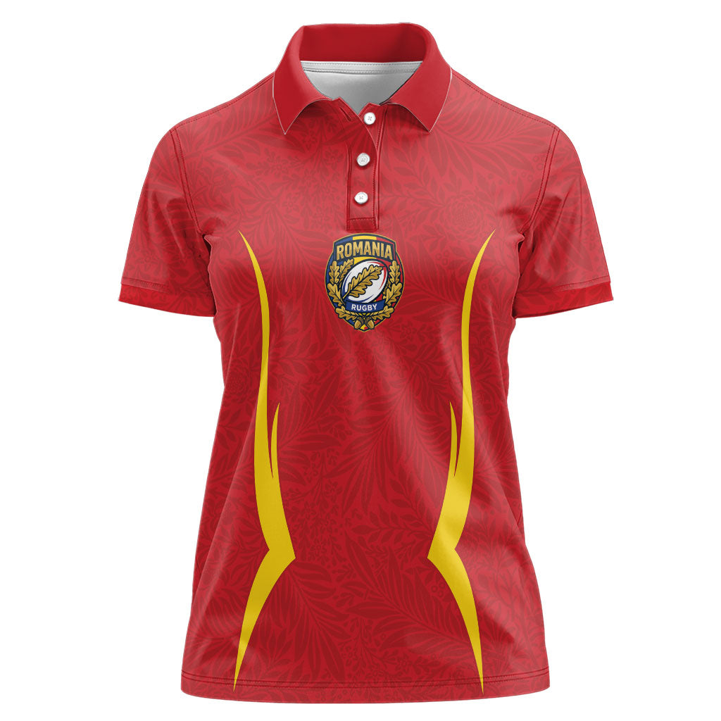 2026 Rugby Nations Series Custom Romania Women Polo Shirt Stejarii Oaks Carpathian Pattern