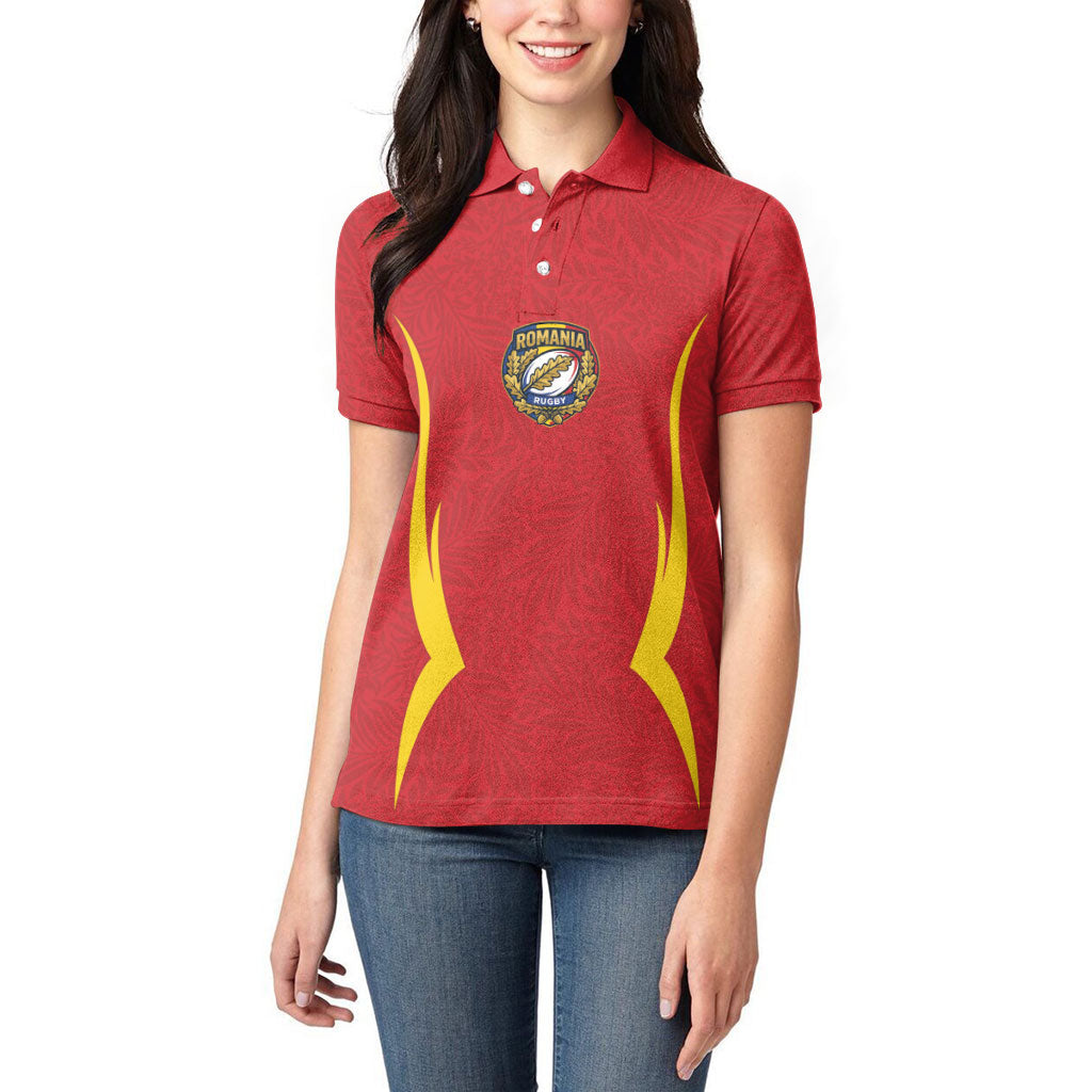 2026 Rugby Nations Series Custom Romania Women Polo Shirt Stejarii Oaks Carpathian Pattern